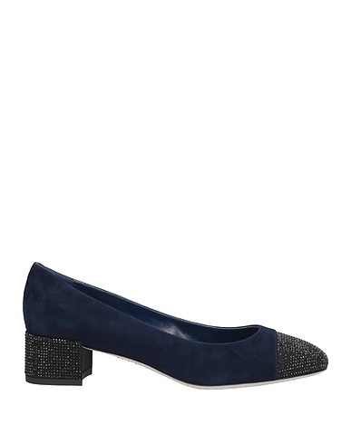 RENE' CAOVILLA Pump Midnight blue Leather, Textile fibers