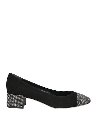 RENE' CAOVILLA Pump Black Leather, Textile fibers