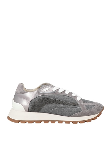 BRUNELLO CUCINELLI Sneakers Grey Textile fibers, Leather