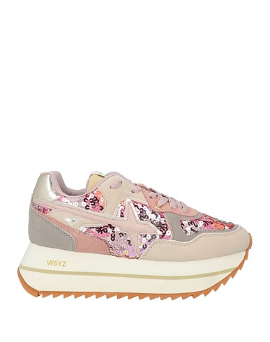 W6YZ Sneakers Beige Leather, Textile fibres