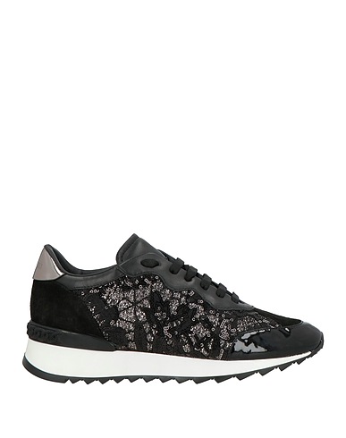 CASADEI Sneakers Black Leather, Textile fibres