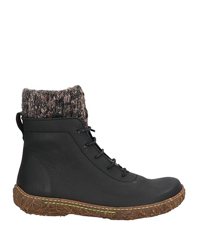 EL NATURALISTA Ankle boot Black Leather, Textile fibres
