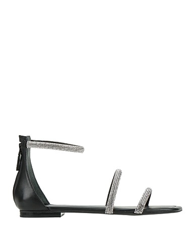 GUESS Πέδιλο Μαύρο Δέρμα, Ίνες υφασμάτων