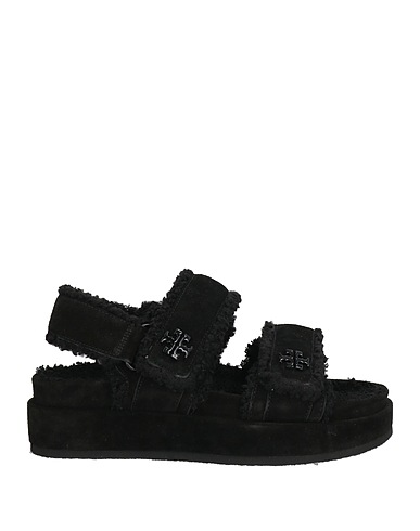 TORY BURCH Sandals Black Leather, Polyester