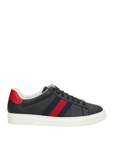 GUCCI Sneakers Black Calfskin, Textile fibres