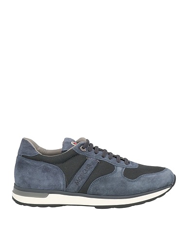 MONCLER Sneakers Slate blue Leather, Textile fibres