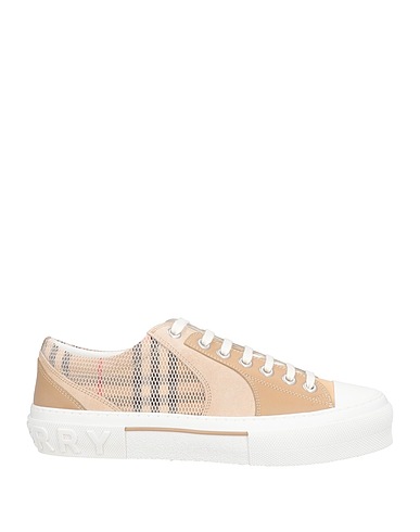 BURBERRY Sneakers Beige Leather, Textile fibers