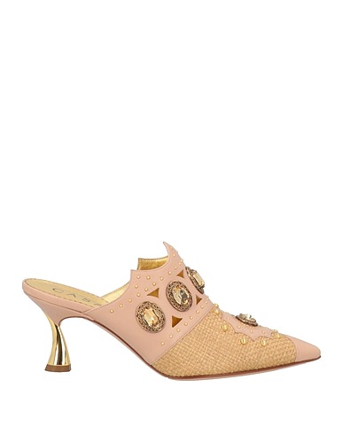 CASADEI Mules and clogs Sand Leather, Textile fibres
