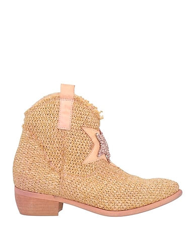 ZOE Ankle boot Beige Leather, Textile fibers