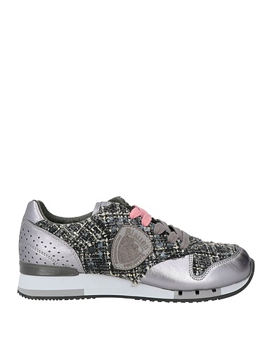 BLAUER. Sneakers Grey Textile fibers, Leather