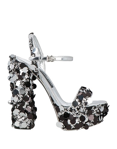 DOLCE&GABBANA Sandals Silver 89% Polyester, 9% Polyurethane, 2% Elastane