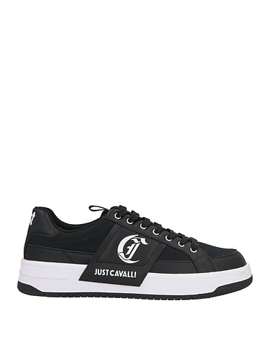 JUST CAVALLI Sneakers Black Leather, Nylon