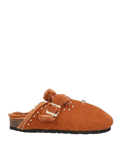 POST & CO Mule e zoccoli Marrone Fibre tessili