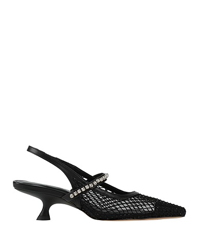 CARRANO Pump Black Leather, Textile fibers