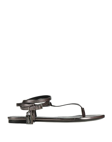TOM FORD Flip flops Gunmetal Sheepskin, Brass