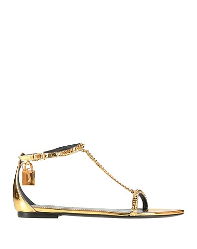 TOM FORD Sandals Gold Cow leather, Aluminum, Brass