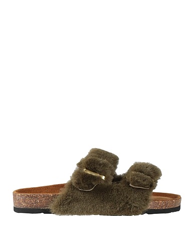 POST & CO Sandals Military green Shearling