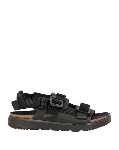 BIRKENSTOCK Sandals Black Leather, Textile fibres