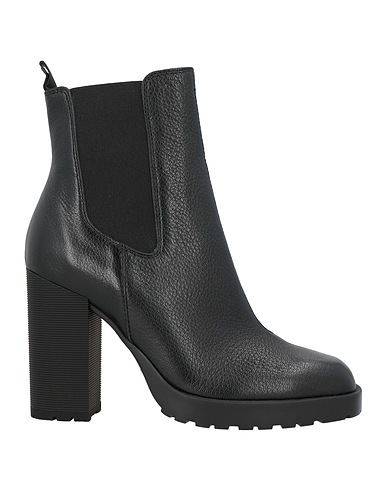 HOGAN Ankle boot Black Leather, Textile fibres