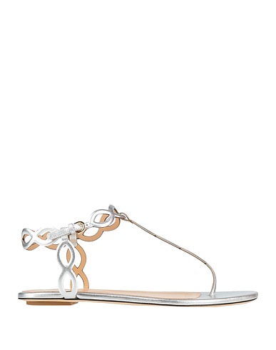 SERGIO ROSSI Flip flops Silver Leather