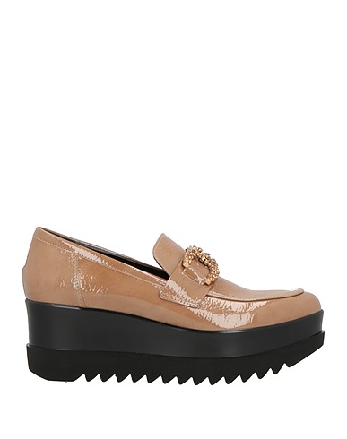 LORENZO MARI Loafers Camel Textile fibres