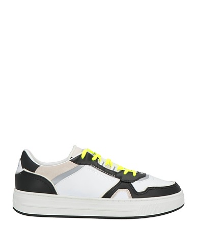 CRIME London Sneakers White Leather, Textile fibers