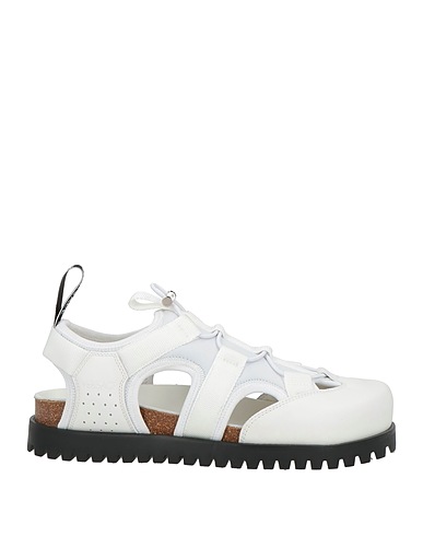 VERSACE Sandals White Leather, Textile fibers