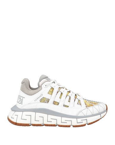 VERSACE Sneakers White Leather, Textile fibers