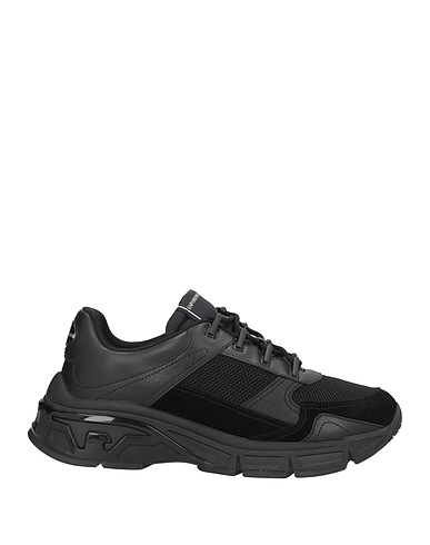 EMPORIO ARMANI Sneakers Black Leather, Textile fibers