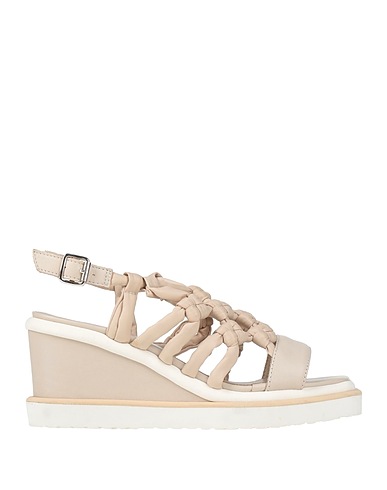 PATRIZIA BONFANTI Sandals Beige Leather, Textile fibers