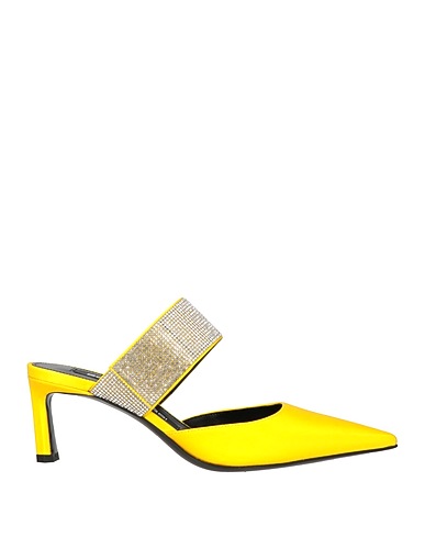 SERGIO ROSSI Mules and clogs Yellow Textile fibers