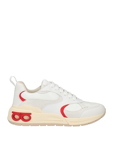 FERRAGAMO Sneakers White Calfskin, Lambskin