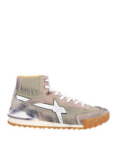 W6YZ Sneakers Sage green Leather, Textile fibres