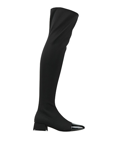 JEFFREY CAMPBELL Boots Black Leather, Textile fibers