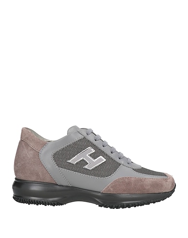 HOGAN Sneakers Grey Leather, Textile fibers