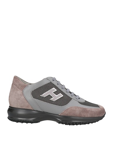 HOGAN Sneakers Grey Leather, Textile fibers