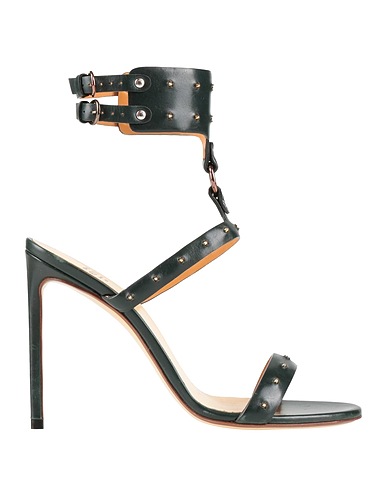 FRANCESCO RUSSO Sandals Dark green Calfskin