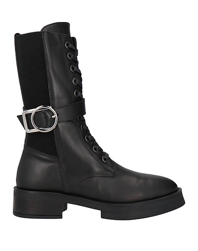 PIXY Ankle boot Black Leather, Textile fibers