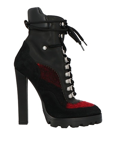 DSQUARED2 Ankle boot Black Leather, Textile fibers