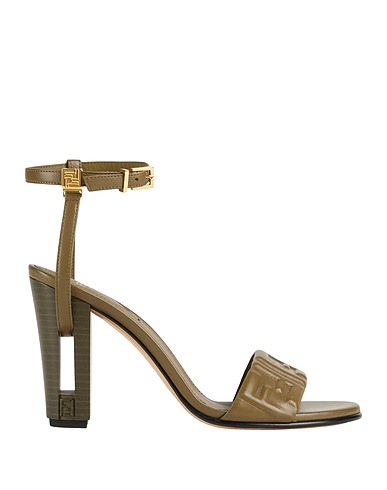 FENDI Sandals Military green Leather