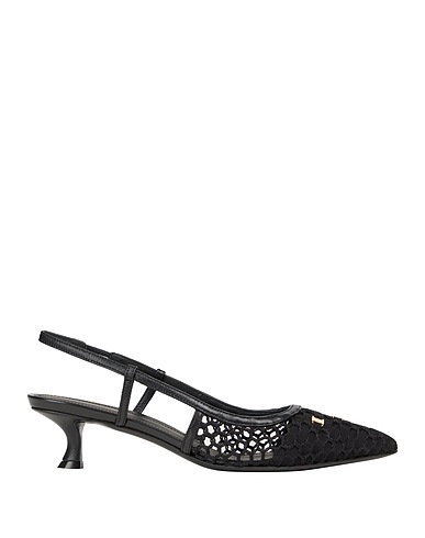 FERRAGAMO Pump Black Leather, Textile fibers