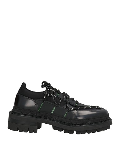 DSQUARED2 Laced shoes Black Leather, Textile fibers