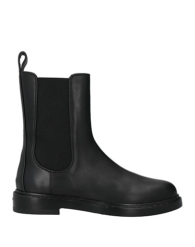 LE SILLA Ankle boot Black Leather, Textile fibers