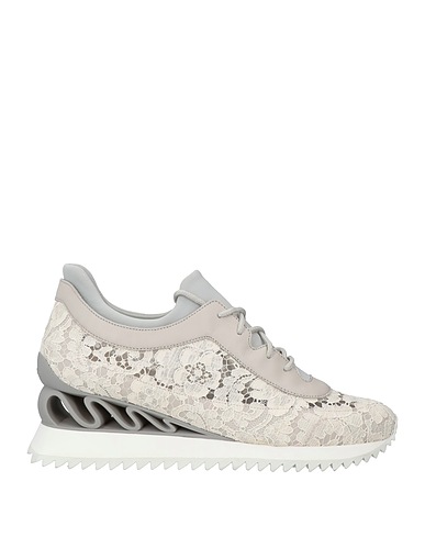 LE SILLA Sneakers Ivory Leather, Textile fibers