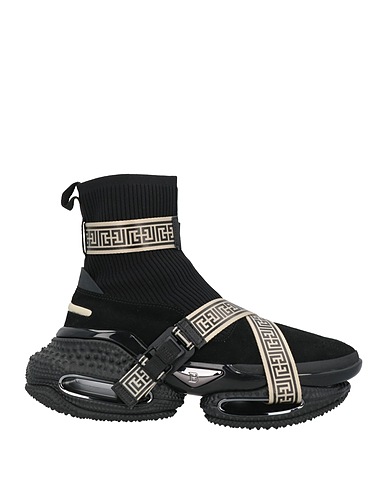BALMAIN Sneakers Black 80% Polyester, 20% Elastane, Cow leather