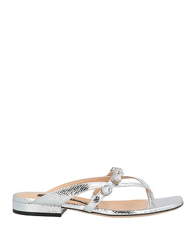 SERGIO ROSSI Flip flops Silver Leather