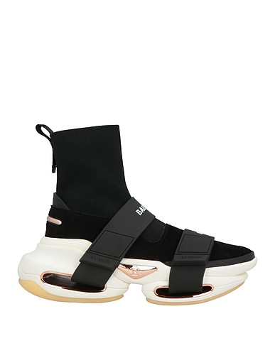 BALMAIN Sneakers Black 80% Polyester, 20% Elastane, Cow leather