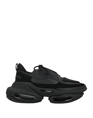 BALMAIN Sneakers Black Leather, Textile fibres