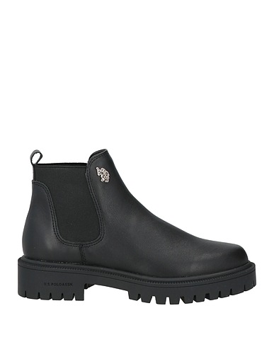 U.S.POLO ASSN. Ankle boot Black Leather, Elastic fibres