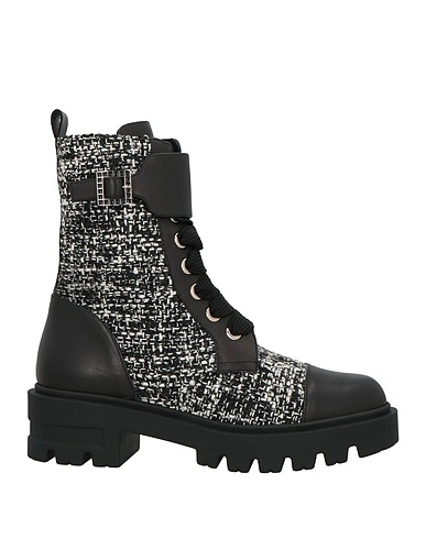 ROBERTO FESTA Ankle boot Black Leather, Textile fibers